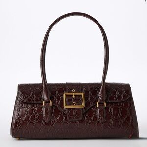 Brahmin Dayan Crocodile-Embossed Satchel